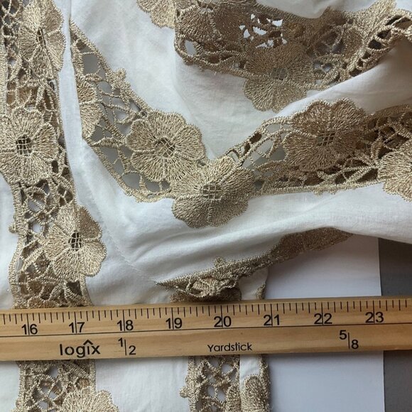 Antica Sartoria By Giacomo White Metallic Gold Lace Tunic Babydoll Short Dress - Picture 5 of 13